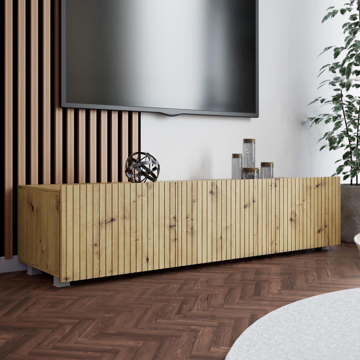 LOWBOARD Kavell mit 2 Türen, 150 cm, stehend/hängend, eiche Artisan - Eiche Artisan, Holzwerkstoff (150/37.5/43cm) - Beautysofa