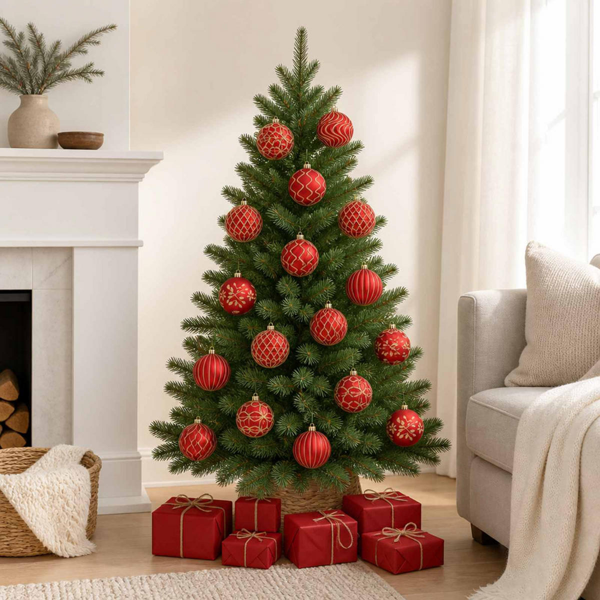 WEIHNACHTSKUGELSET XL 18 -teilig 8 cm Rot Polystyrol - Rot, Kunststoff (8/8/8cm) - vidaXL