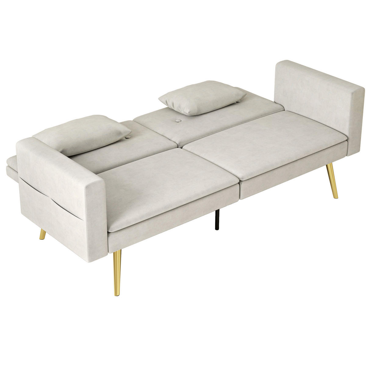 BETTSOFA 2-Sitzer DE-08183 verstellbare Rückenlehne, weiche Kissen Beige - Beige, Metall (181/78.5/73cm) - ComfortXL