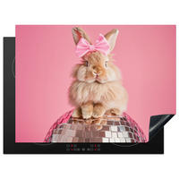 HERDABDECKPLATTE Schleife - Discoball - Kaninchen Induktionsmatte 71x52 cm - Pink, Kunststoff (71/52/0.2cm) - MuchoWow