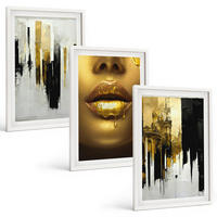 BILDER SET 3er Set - 40x60 cm Weißer Rahmen - Abstrakte Porträtmalerei - Weiß, Kunststoff (40/60cm) - TULUP