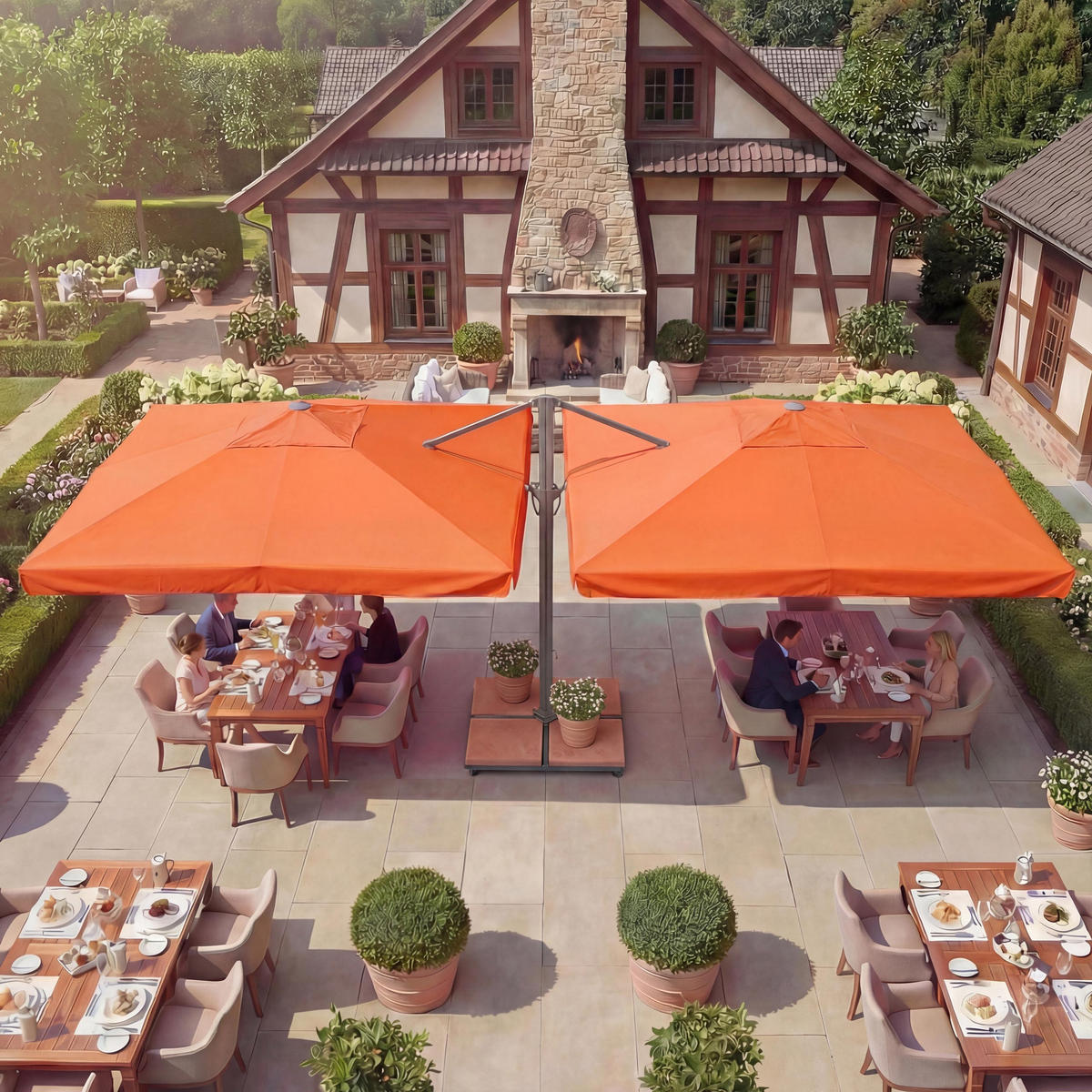 DOPPEL-AMPELSCHIRM Orange 297/620 cm - Orange, Metall (620/297cm) - MCW