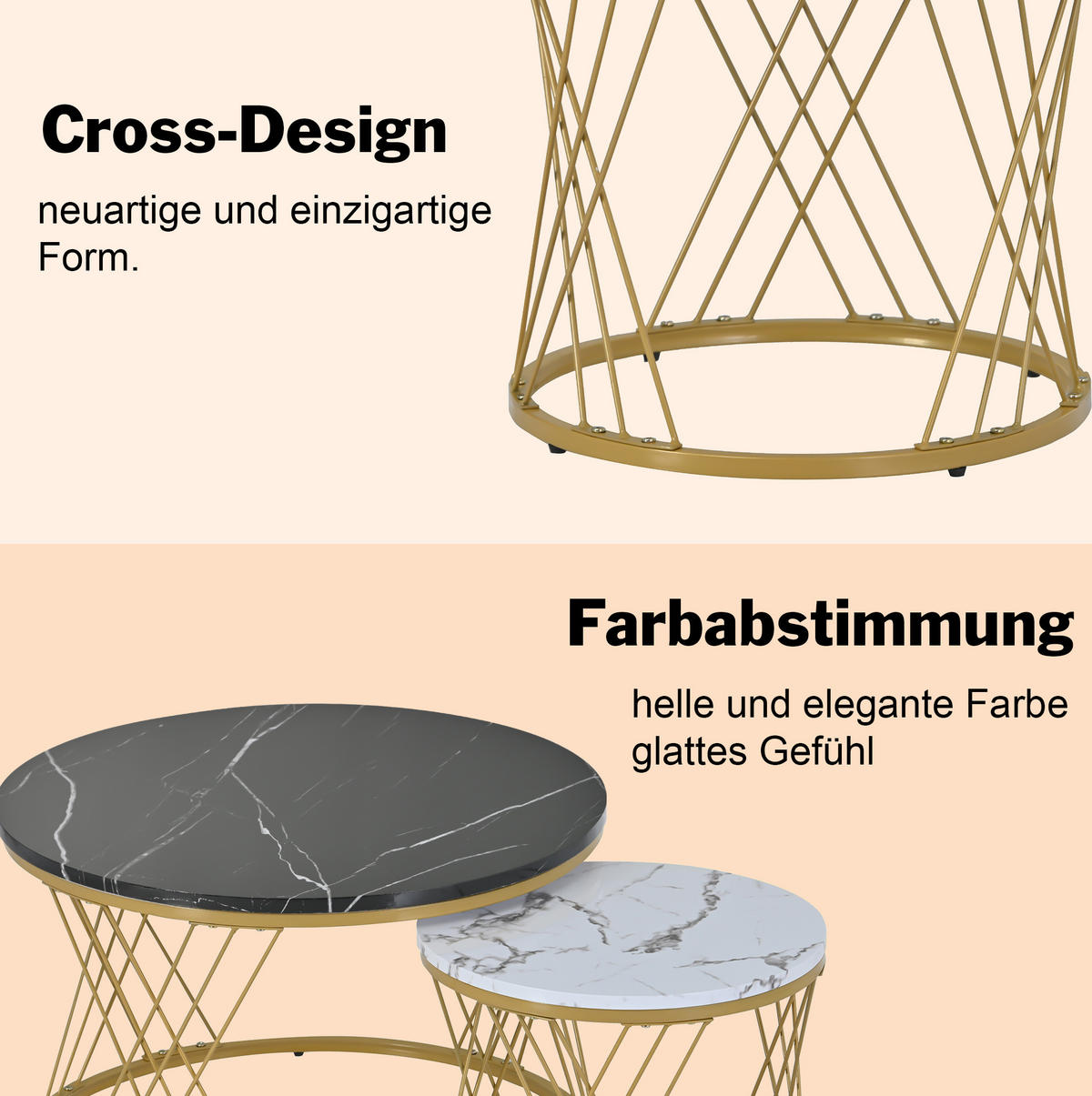 COUCHTISCH 70/70/45 cm und 45/45/40 cm schwarz aus MDF im 2er-Set - Schwarz, Holzwerkstoff (70/70/45cm) - OKMYHOME