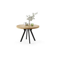 ESSTISCH rund Eiche Artisan - Schwarz matt ausziehbar - Schwarz/Eiche Artisan, Holzwerkstoff (110/110/77cm) - designimpex