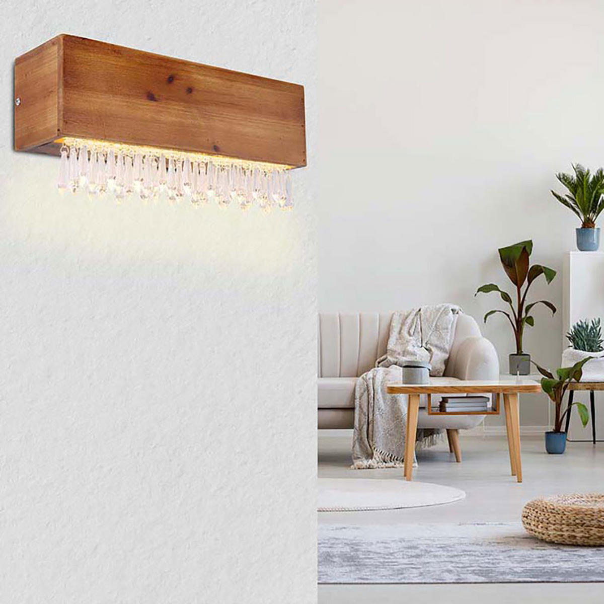 LED WANDLEUCHTE EDELTRAUD Holzoptik Braun - Braun, Holz (37/17/11cm) - Globo Lighting