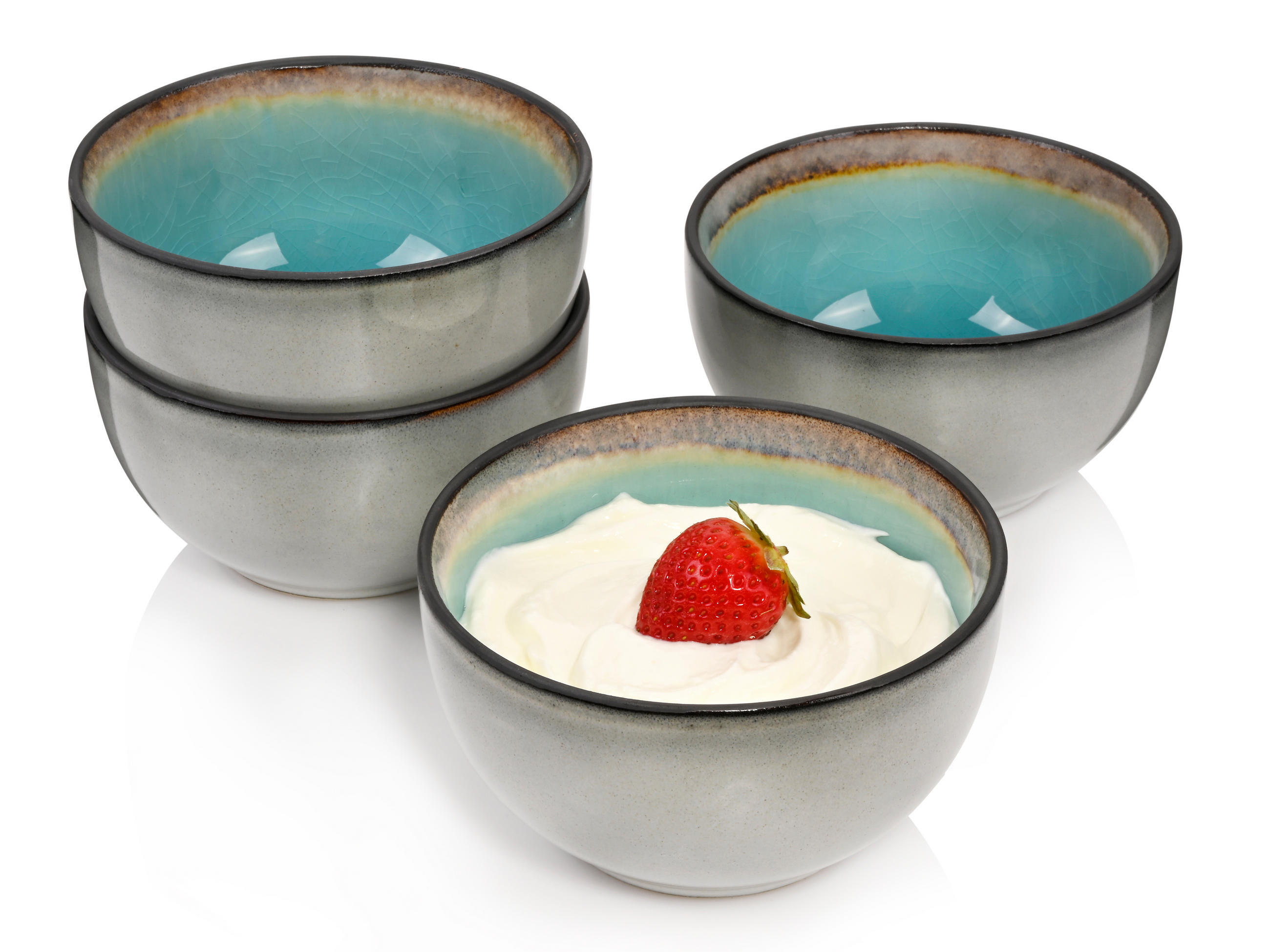 DESSERTSCHALEN SET CAPRI - 4 teilig aus Steingut - Pastellblau, Keramik (12cm) - Sänger