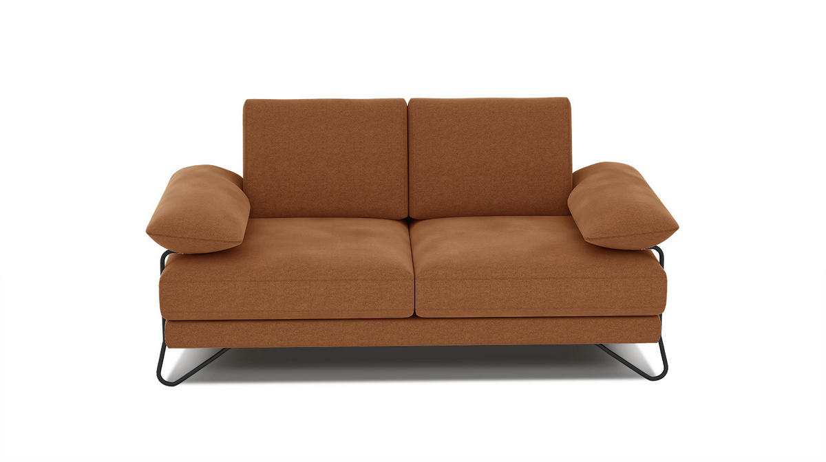 SOFA LORI 2-Sitzer, orange - Schwarz/Orange, Holzwerkstoff/Textil (185/87/96cm) - Courtois Laville