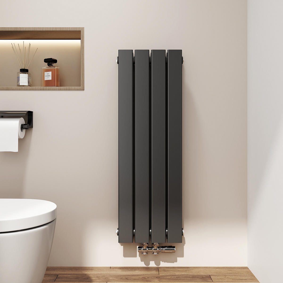 HEIZKÖRPER Flachheizkörper Schwarz 90/30/6,3 cm - Anthrazit, Metall (30/90/6.3cm) - EMKE