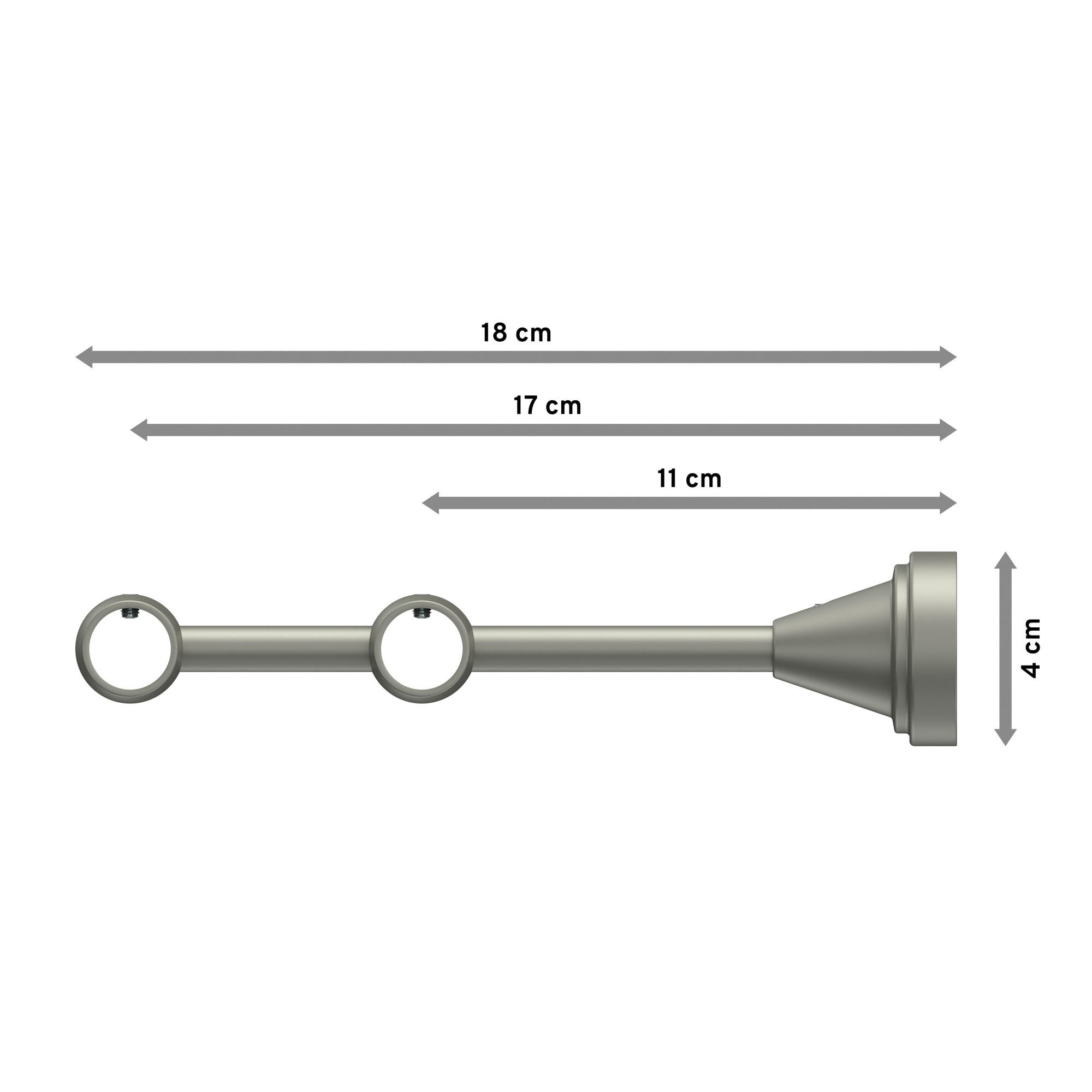 TRÄGER FÜR GARDINENSTANGEN 16 mm Ø, Primus 2-läufig, Chrom matt - Nickelfarben, Metall (19.2/4/4cm) - INTERDECO