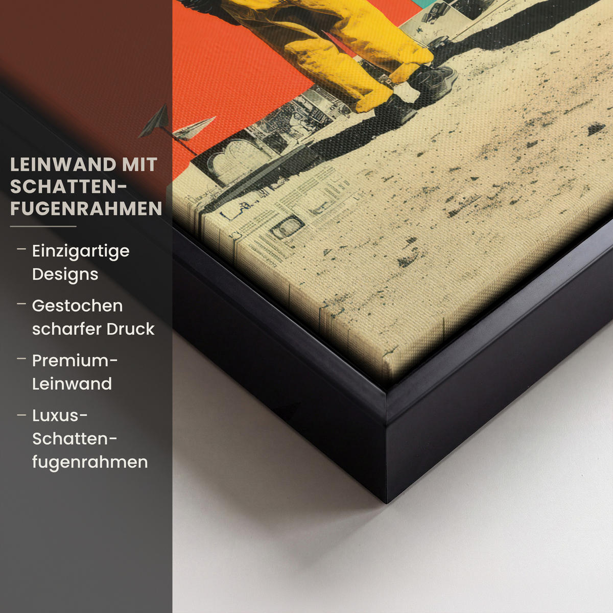 LEINWAND Bilder mit Rahmen - Retro - Junge - Hund - Rot - Grün - 20x30 - Orange, Textil (20/30cm) - MuchoWow