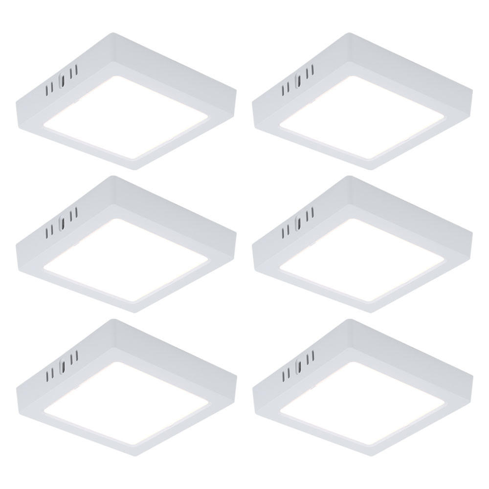 LED DECKENLEUCHTE Aufbau Weiß 6er Set - Weiß, Metall (16.7/16.7/3.1cm)