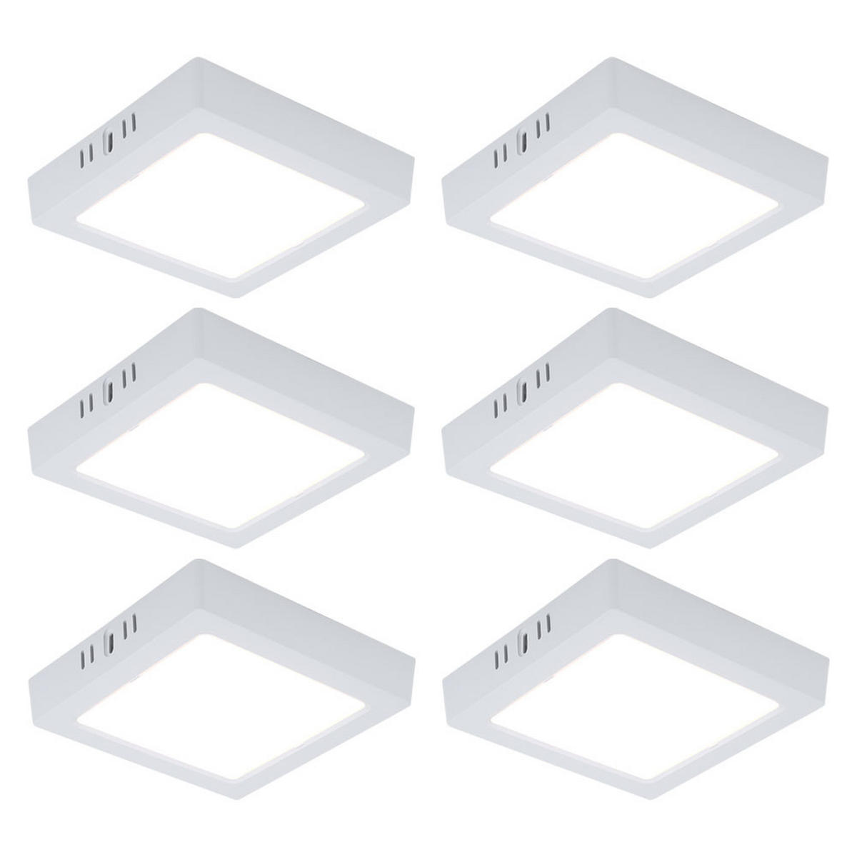 LED DECKENLEUCHTE Aufbau Weiß 6er Set - Weiß, Metall (16.7/16.7/3.1cm)