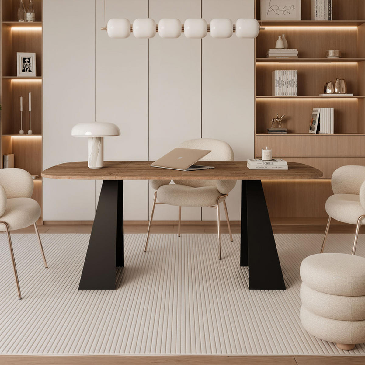 AUSZIEHTISCH ZELO 120/60/76 cm, Schwarz / Lefkas-Eiche - Schwarz/Eiche San Remo, Holzwerkstoff/Metall (60/120/76cm) - Idohome