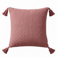 DEKOKISSEN Musselin rosa mit Quasten, 45/45 cm - Rosa, Textil (45/45cm) - Homescapes