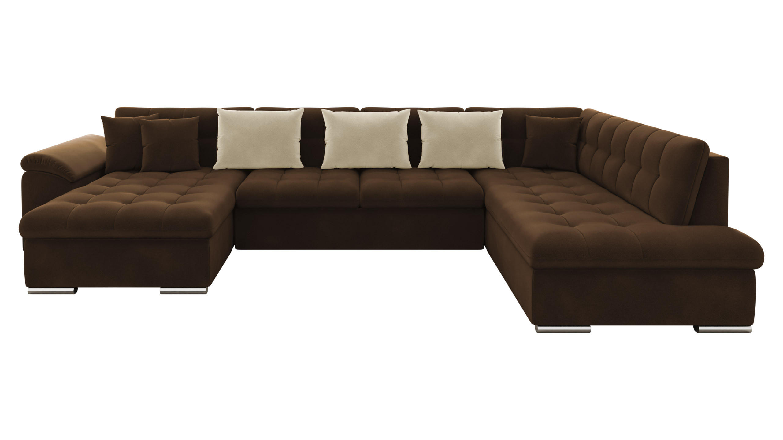 WOHNLANDSCHAFT Niko Bis, Seite: Links - Braun, Holz/Textil (348/76/205cm) - MIRJAN24