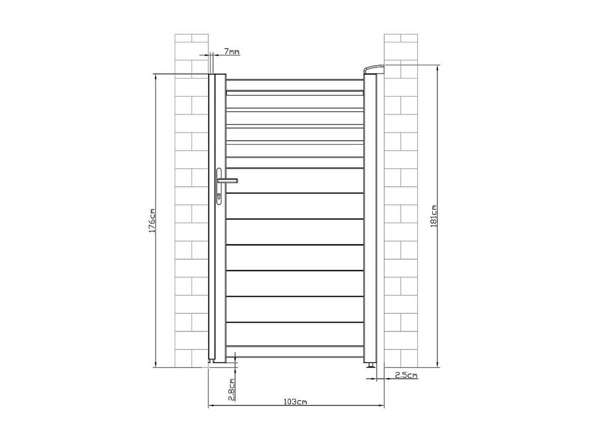 GARTENTOR Flügeltor - Aluminium - 103 x 181 cm - Anthrazit - VIAZO - Anthrazit, Metall (100/176cm) - Vente-Unique