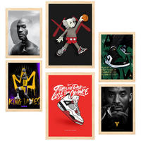 POSTER Set Mit 6 Ikonischer Basketball König James Jordan Nike A3 & A4 Rahmen Aus Hellem Holz - Beige, Papier (29/3cm) - Nacnic