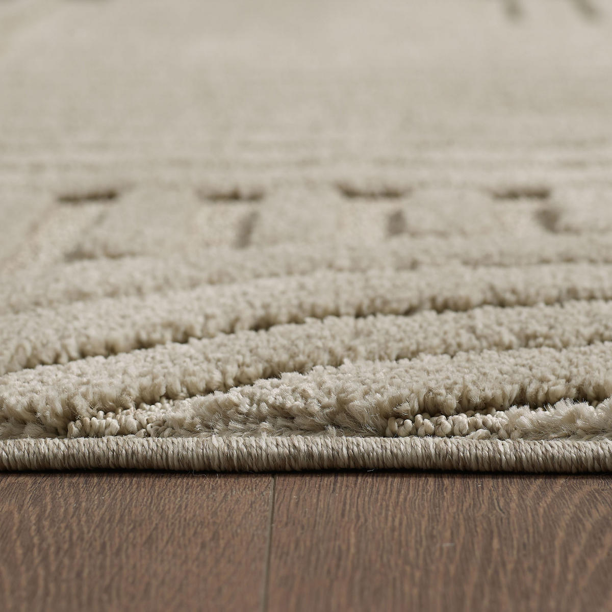 TEPPICH Hochflor Skandi-Boho Muster Polypropylen Wohnzimmer Beige Rund 120x120 - Beige, Textil (120/120cm) - KADIMA DESIGN