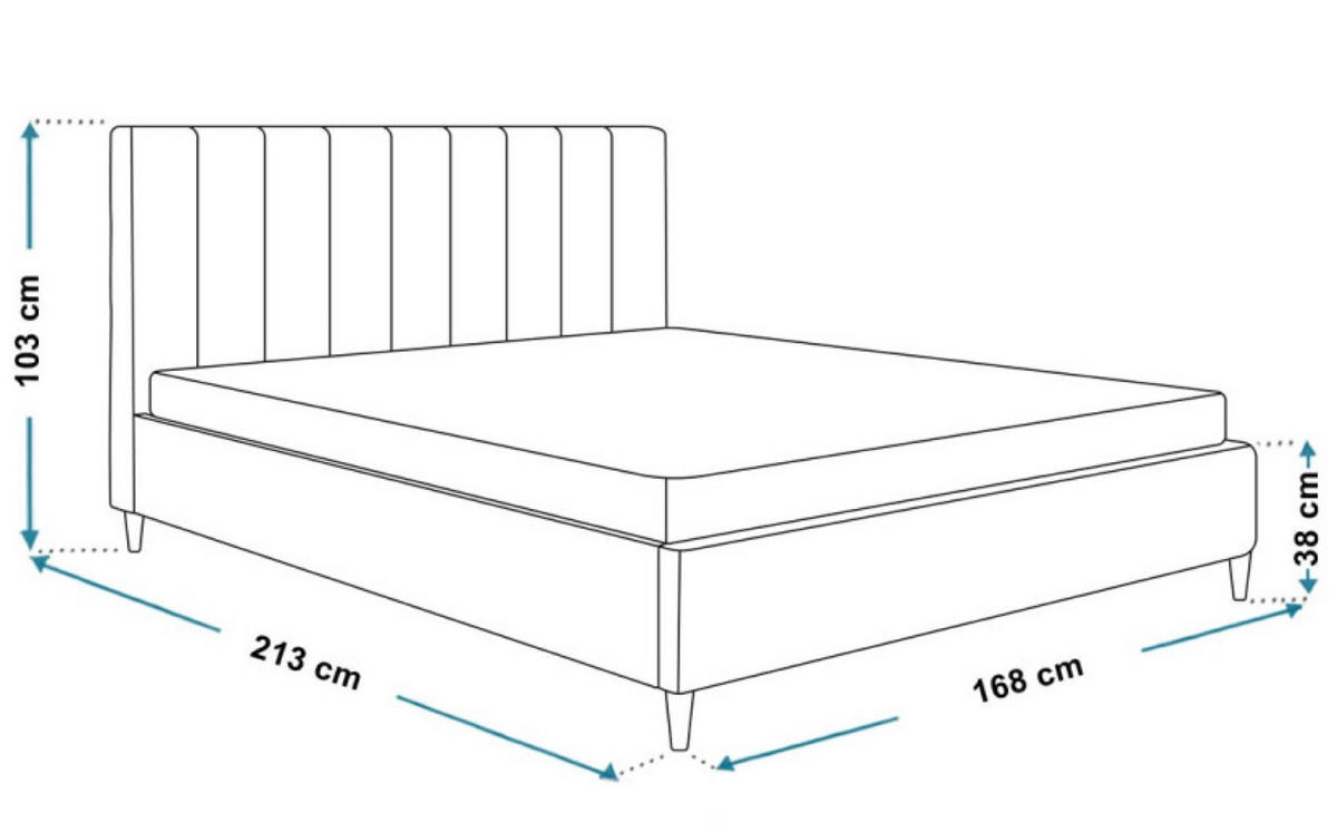 BETT Schwarz LUXO 2 Gepolstert Auf Hohen Beinen 160x200 cm - Eichefarben/Schwarz, Textil (160/200cm) - Sepro Meble