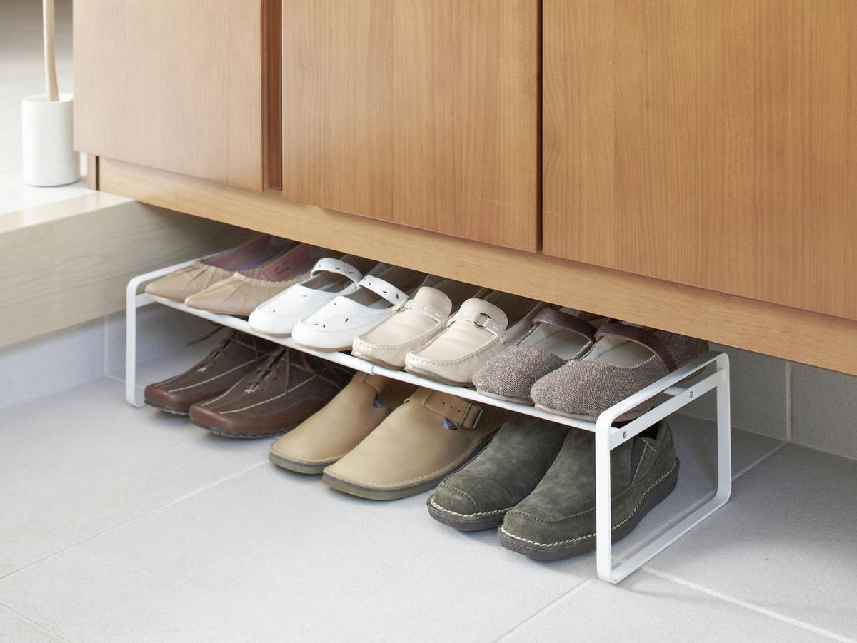 SCHUHREGAL Frame schwarz 40/17/25 cm ausziehbar bis 70cm - Weiß, Metall (40/25/17cm) - Yamazaki