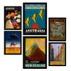 POSTER Set Mit 6 Von Norden Nach Süden Vollfarbige Illustrationen Von Vintage Tourismus Werbetafeln Aus Der Ganzen Welt A3 & A4 Schwarzer Rahmen - Schwarz, Papier (29/3cm) - Nacnic