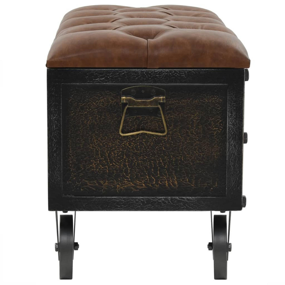 AUFBEWAHRUNGSBANK Massivholz Kunstleder 80,5x41x50 cm - Braun, Textil (80.5/50/41cm) - furnicato
