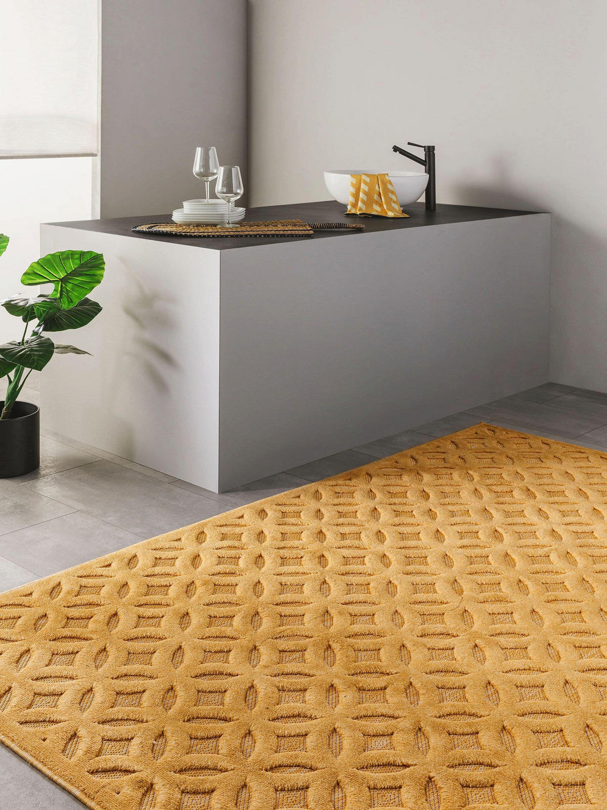 OUTDOORTEPPICH Bonte Gelb 240x340 cm - Gelb, Textil (240/340cm) - benuta Nest