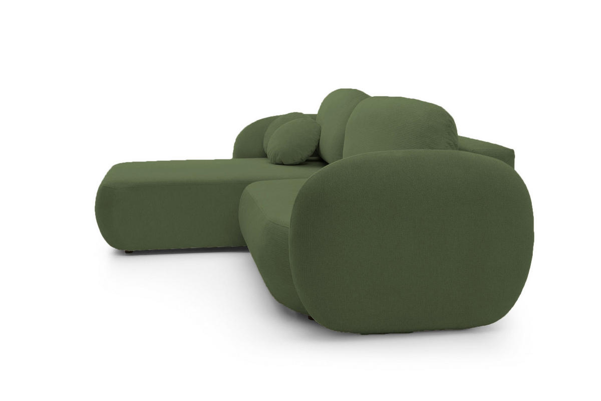 ECKSOFA OLIO L-Form Schlaffunktion mit Bettkasten, lose Rückenkissen, freistehend, LINKS 174x248 cm Green - Grün, Holz/Textil (174/248cm) - DomoHome