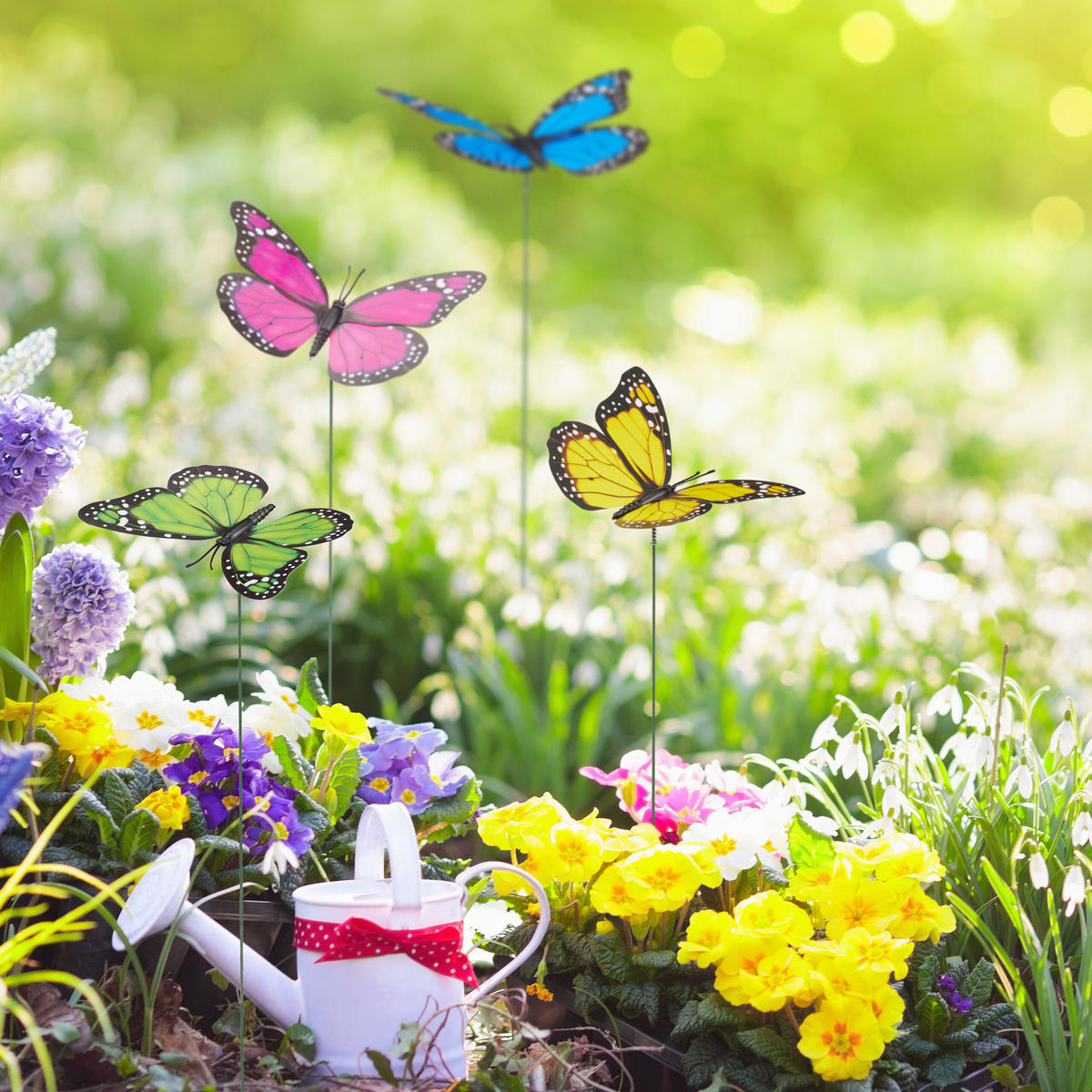 72XGARTENDEKO-SCHMETTERLING - Multicolor, Kunststoff/Metall (11.5/31/7cm) - Relaxdays