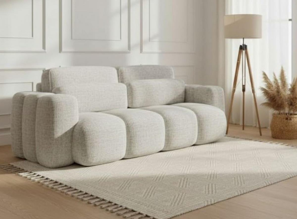 BOXSPRINGSOFA 275x90x110 cm mit Bettkasten, BLOOM, Mit DL-Ausklappsystem, Beige - Beige, Kunststoff (275/90/110cm) - Trada