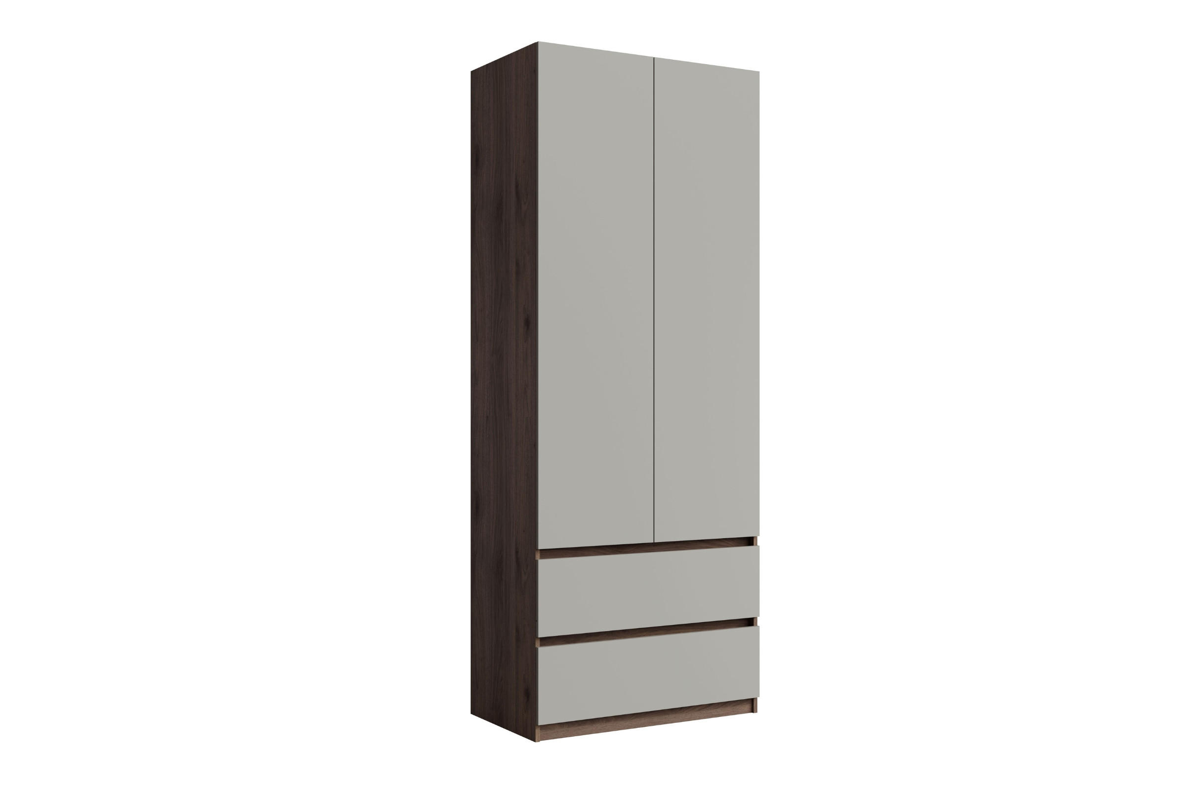 Deine Möbel 24 Drehtürenschrank Grau, Nussbaum 90x231x52 cm