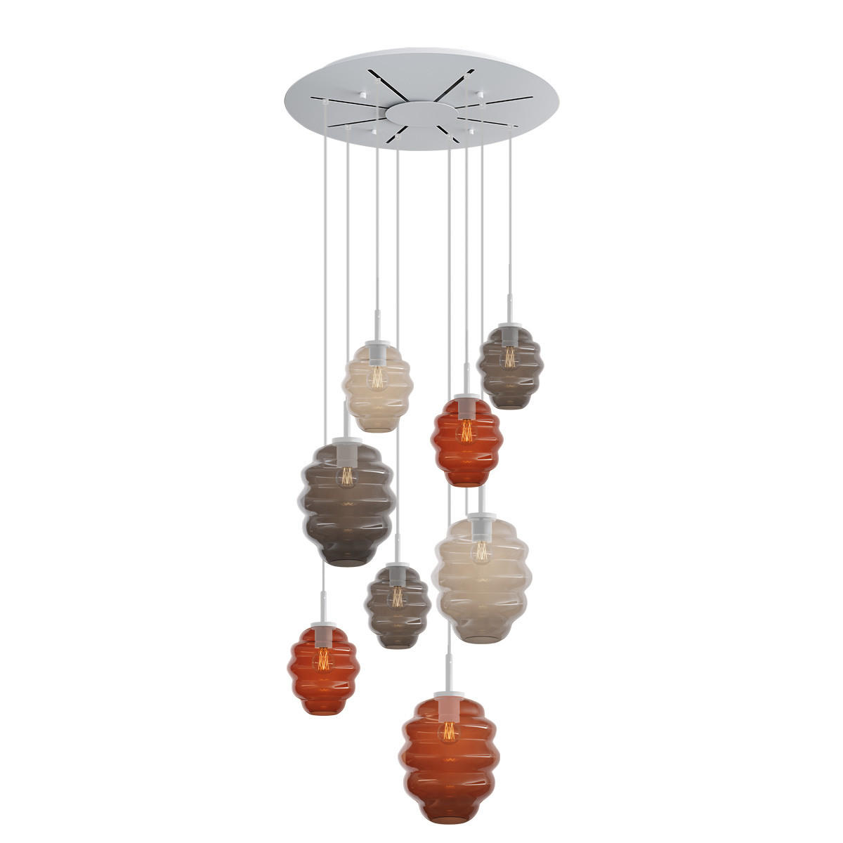 GALERIELEUCHTE Echos 8-flammig Mehrfarbig Ø 18/25cm - Multicolor/Weiß, Glas (18/18/20cm) - s.luce