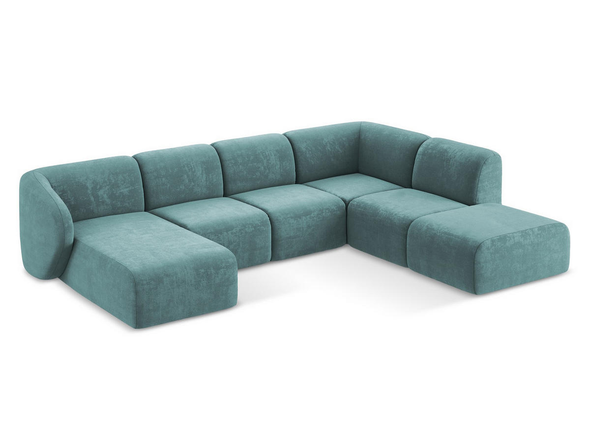 ECKSOFA Links Chenille Stoff Orange - Terracotta/Schwarz, Holzwerkstoff/Kunststoff (248/166cm) - Makamii