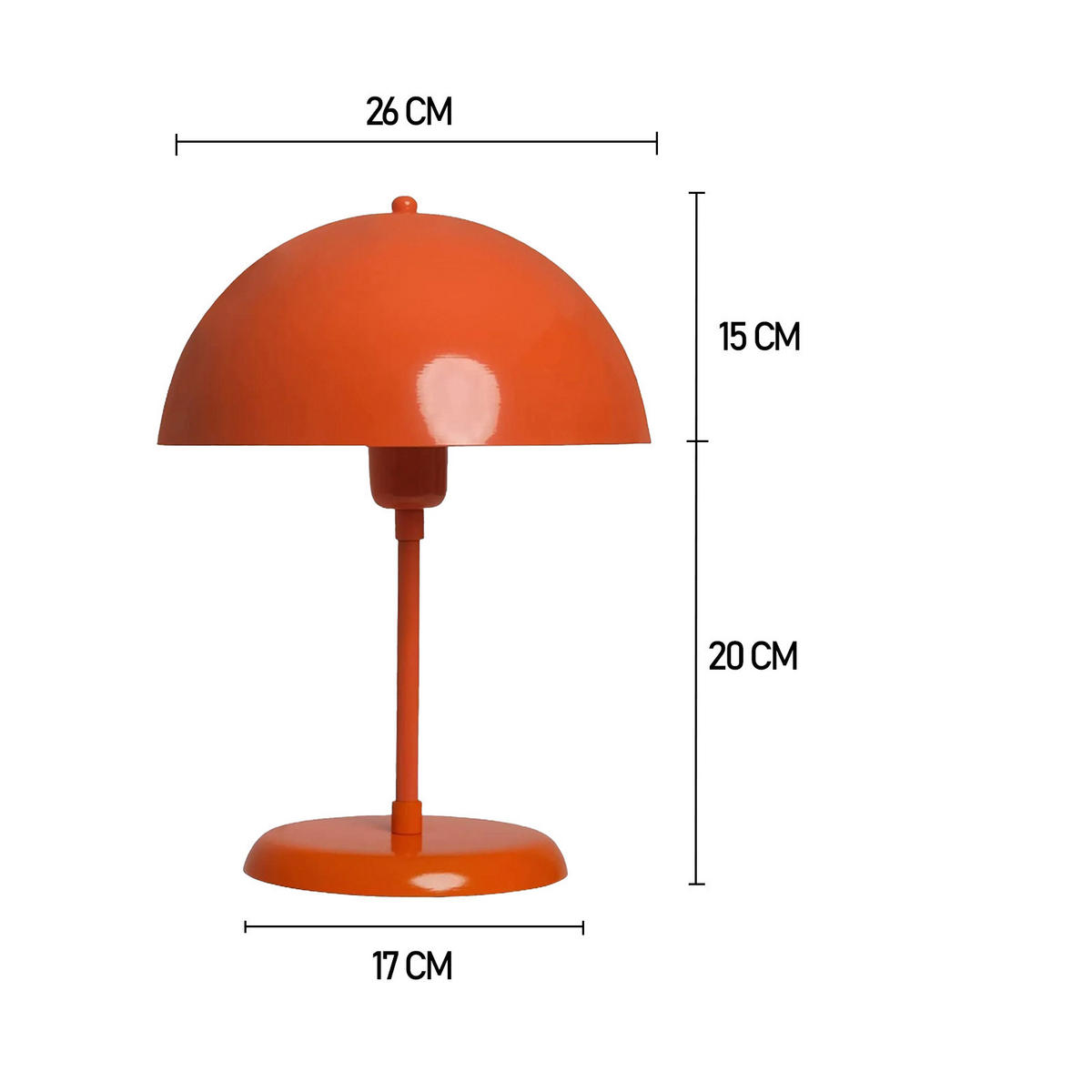 TISCHLEUCHTE Kleine Pilzlampen 26/35 - Orange, Metall (26/35cm) - Bamyum