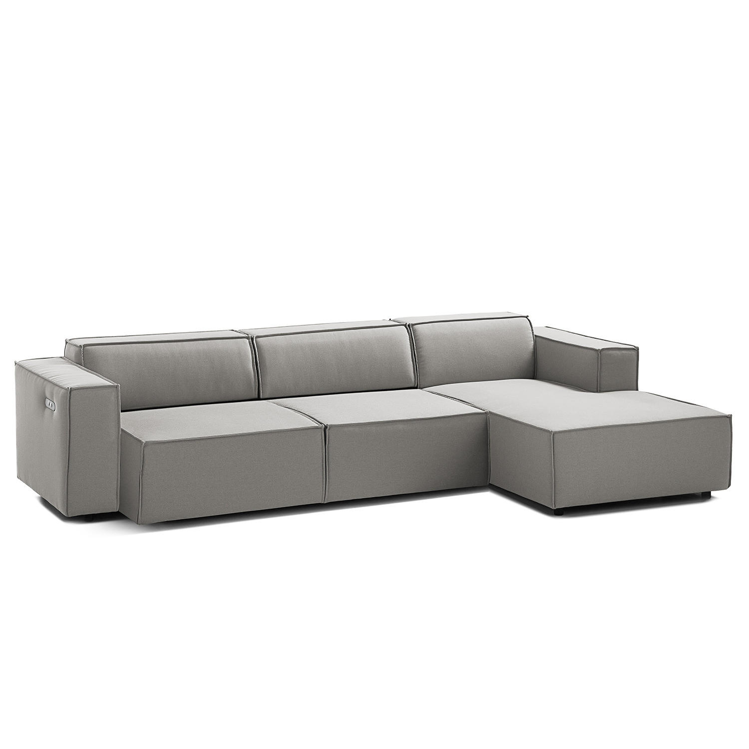 ECKSOFA mit Longchair - Graubraun/Schwarz, Kunststoff/Textil (294/177cm) - home24