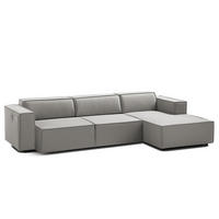 ECKSOFA mit Longchair - Graubraun/Schwarz, Kunststoff/Textil (294/177cm) - home24