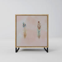 SIDEBOARD THE DELIQUESCE, Eichefarben, 57,5x42x67,5 cm, Schwarze Metall-Rahmenfüße - Eichefarben/Multicolor, Holzwerkstoff/Metall (57.5/67.5/42cm) - SpaceRebels