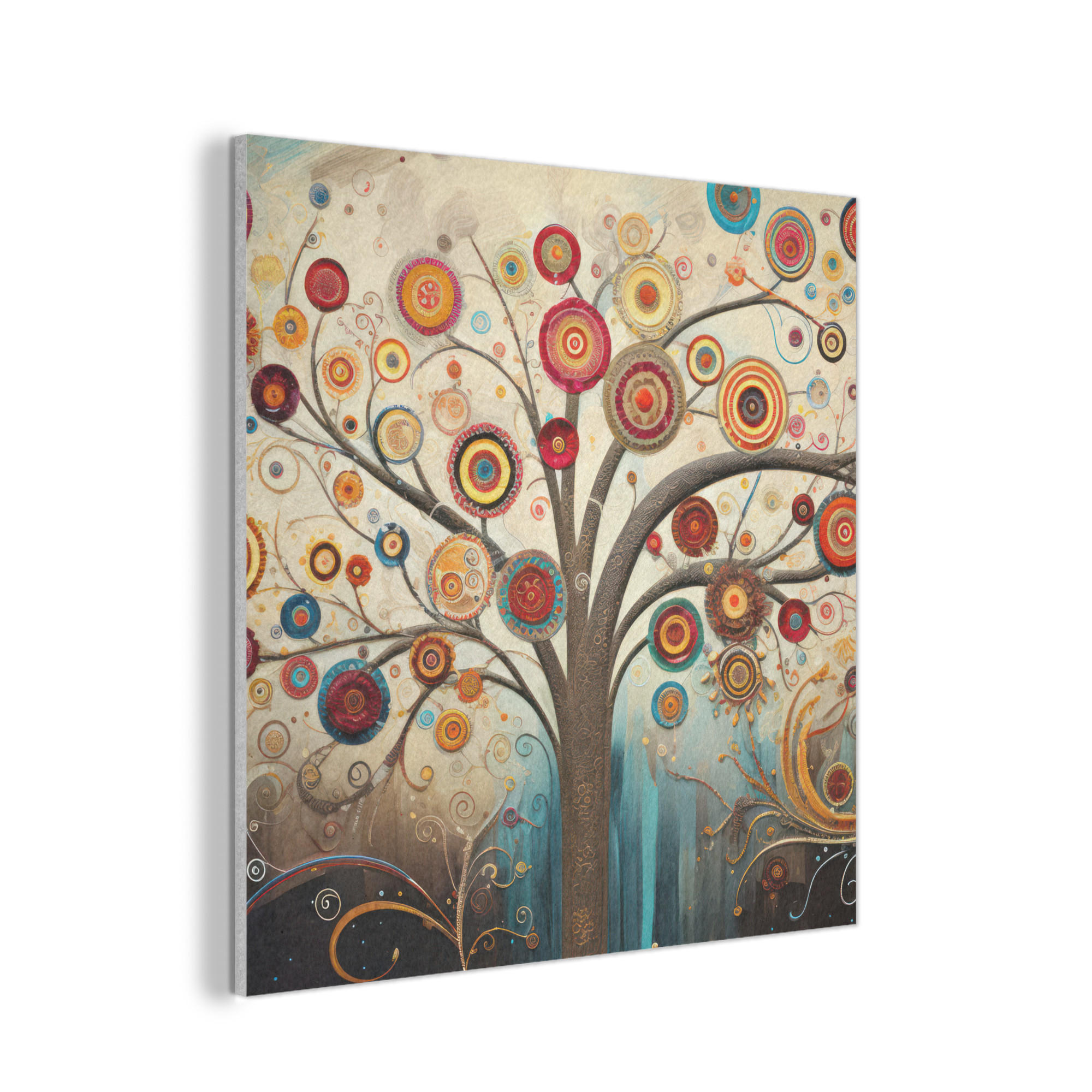 AKUSTIKPANEEL Baum - Baum des Lebens - Farbe 90x90 cm - Braun, Textil (90/0.9/90cm) - MuchoWow