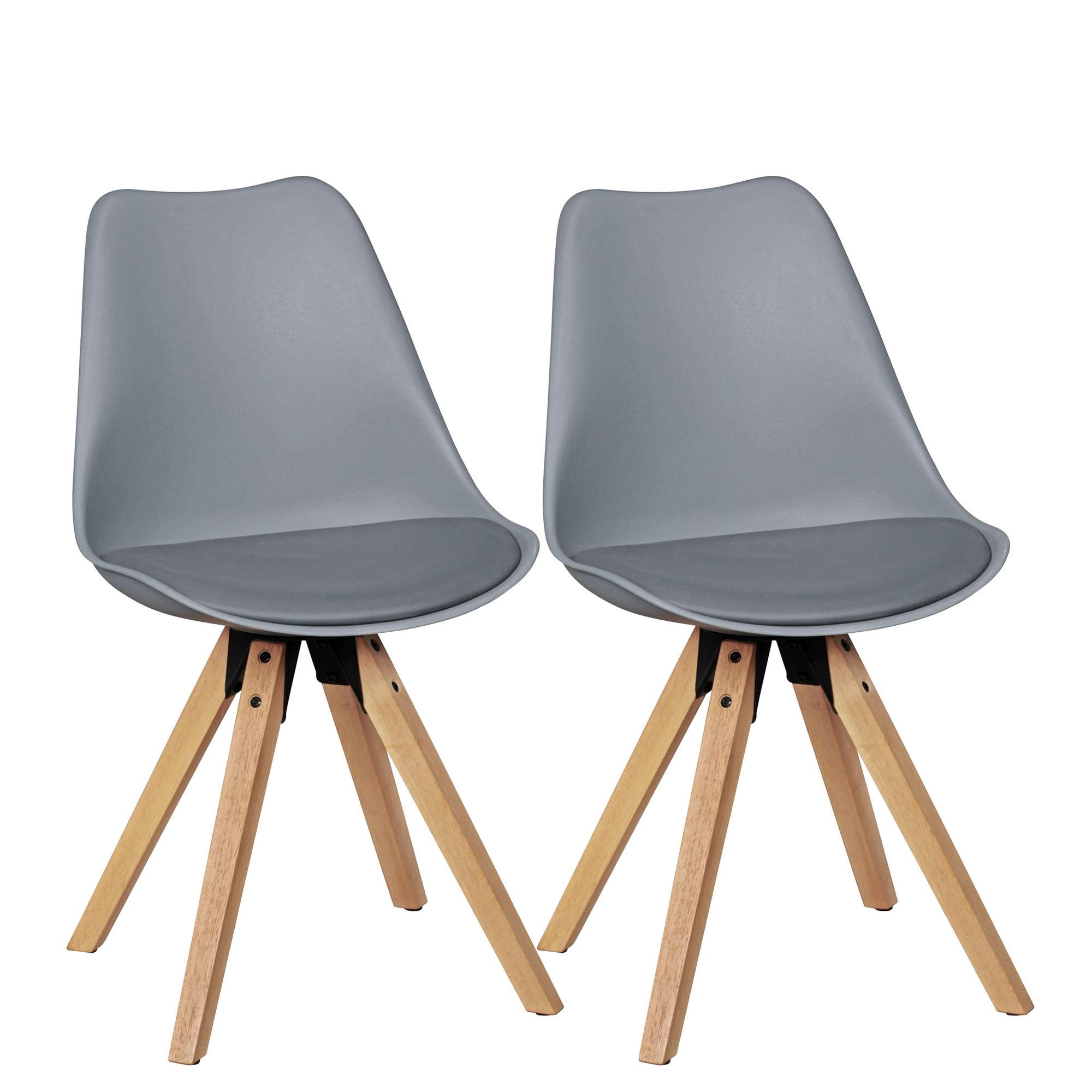 ESSZIMMERSTUHL 2er Set Kunstlederbezug mit Holzgestell Skandinavisch gepolstert, Grau 49x52x87 cm - Beige/Grau, Holz/Kunststoff (49/87/52cm) - KADIMA DESIGN