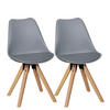 ESSZIMMERSTUHL 2er Set Kunstlederbezug mit Holzgestell Skandinavisch gepolstert, Grau 49x52x87 cm - Beige/Grau, Holz/Kunststoff (49/87/52cm) - KADIMA DESIGN