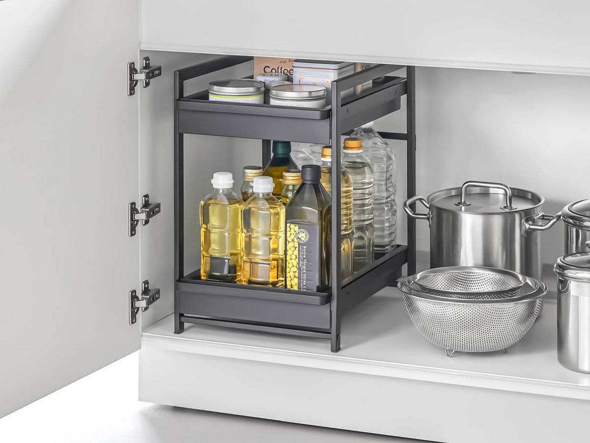 SPÜLSCHRANK-REGAL Tower schwarz 42/30/45 cm - Schwarz, Metall (30/45/42cm) - Yamazaki