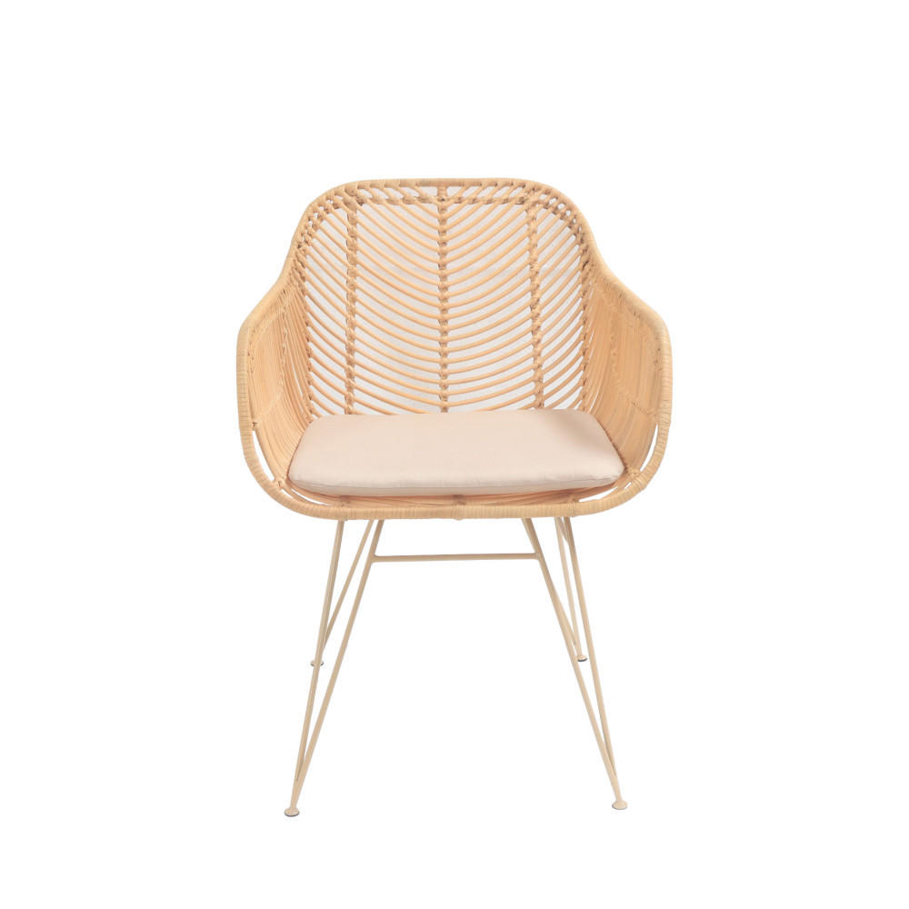 TISCHSTUHL aus Rattan mit beigen Beinen - NUNUHAI - Natürlich - Naturfarben, Naturmaterialien (55/78/60cm) - Drawer