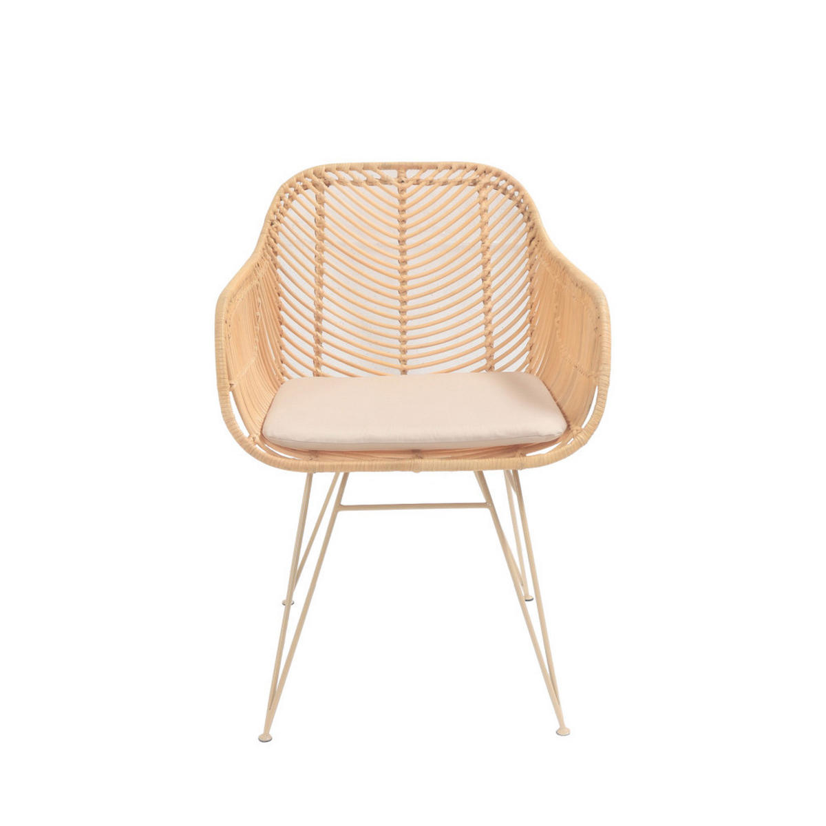 TISCHSTUHL aus Rattan mit beigen Beinen - NUNUHAI - Natürlich - Naturfarben, Naturmaterialien (55/78/60cm) - Drawer