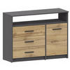 KOMMODE Bodo 1D3SO Anthrazit-Wotan Eiche 98/35/75 cm - Anthrazit/Eiche Wotan, Holzwerkstoff (98/75/35cm) - Matkam Möbel