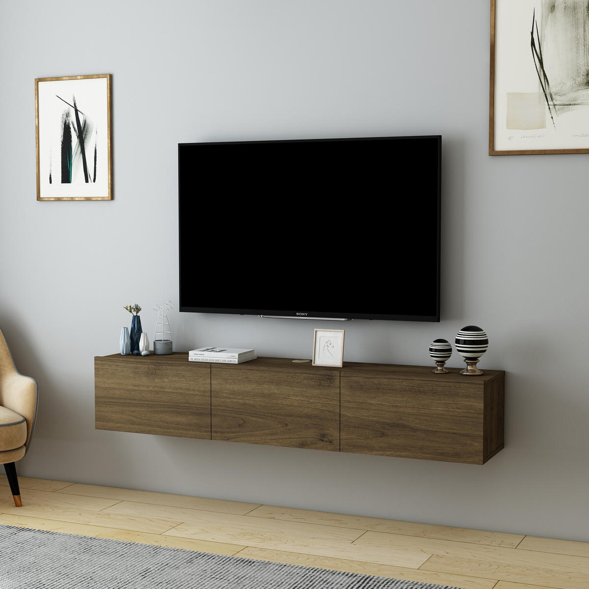 TV-MÖBEL denby Braun - Braun, Holz (31/29/160cm) - Habitat Garten