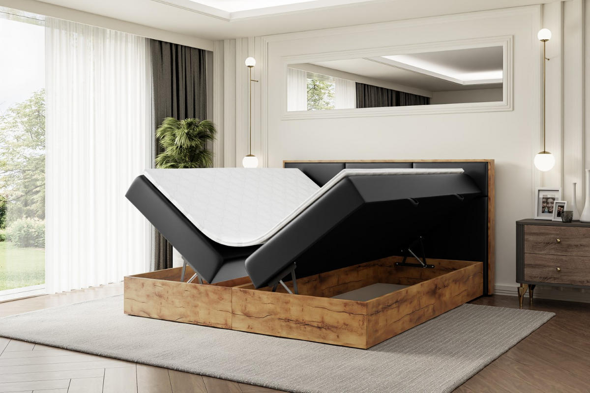 BOXBETT mit Matratze H4 und Lattenrost - LOLLI1 - 120x200 - Schwarz Hochglanz - Schwarz, Holzwerkstoff/Kunststoff (120/200cm) - ALTDECOR
