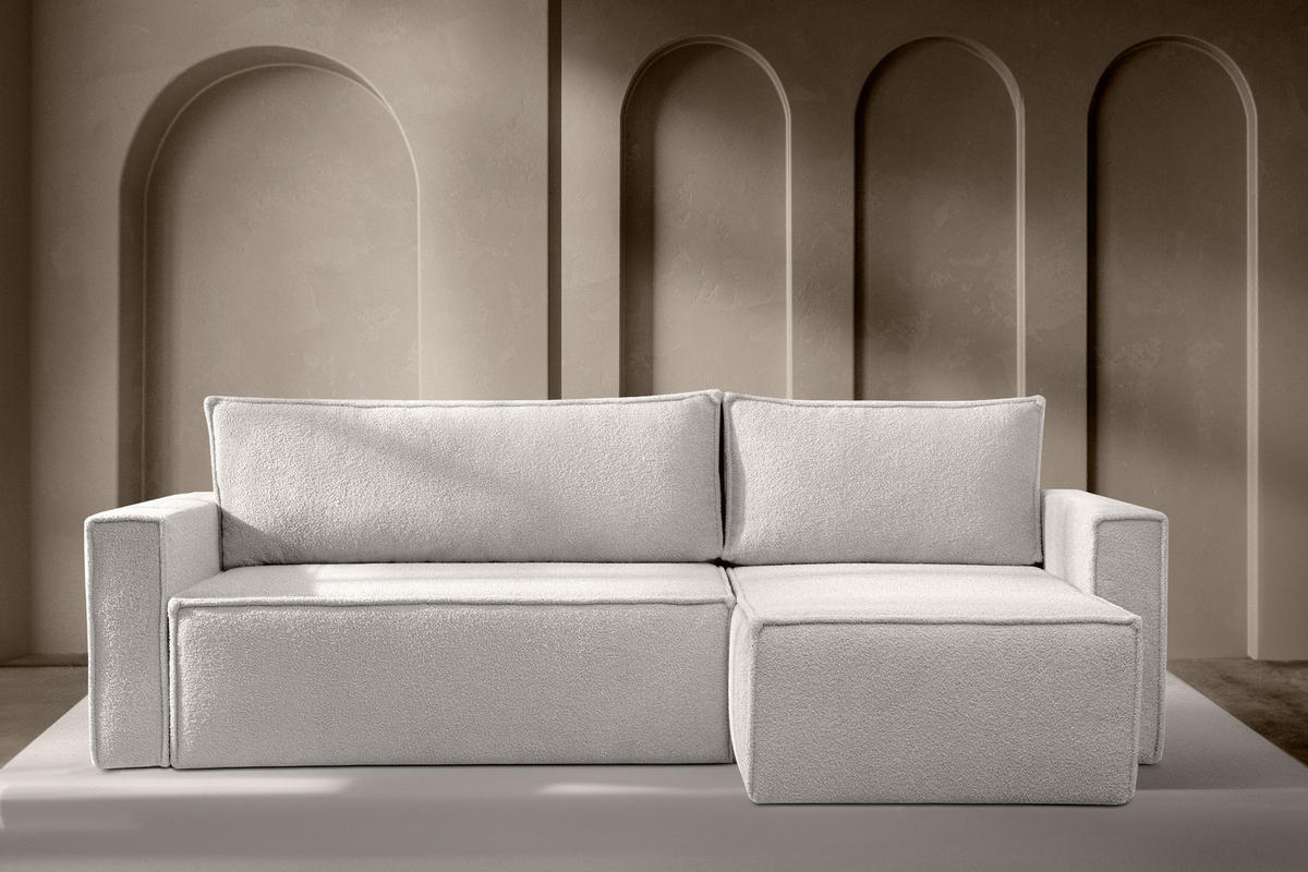 ECKSOFA-LINKS/RECHTS NAPI II mit Schlaffunktion, weiß - Weiß, Textil (246/148cm) - KONSIMO®