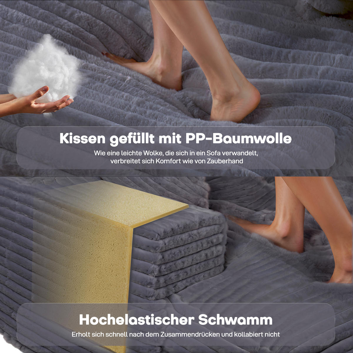 CHAISELONGUE Polstersofa Grau 87 - Grau, Textil (135/80/152cm) - Vercart