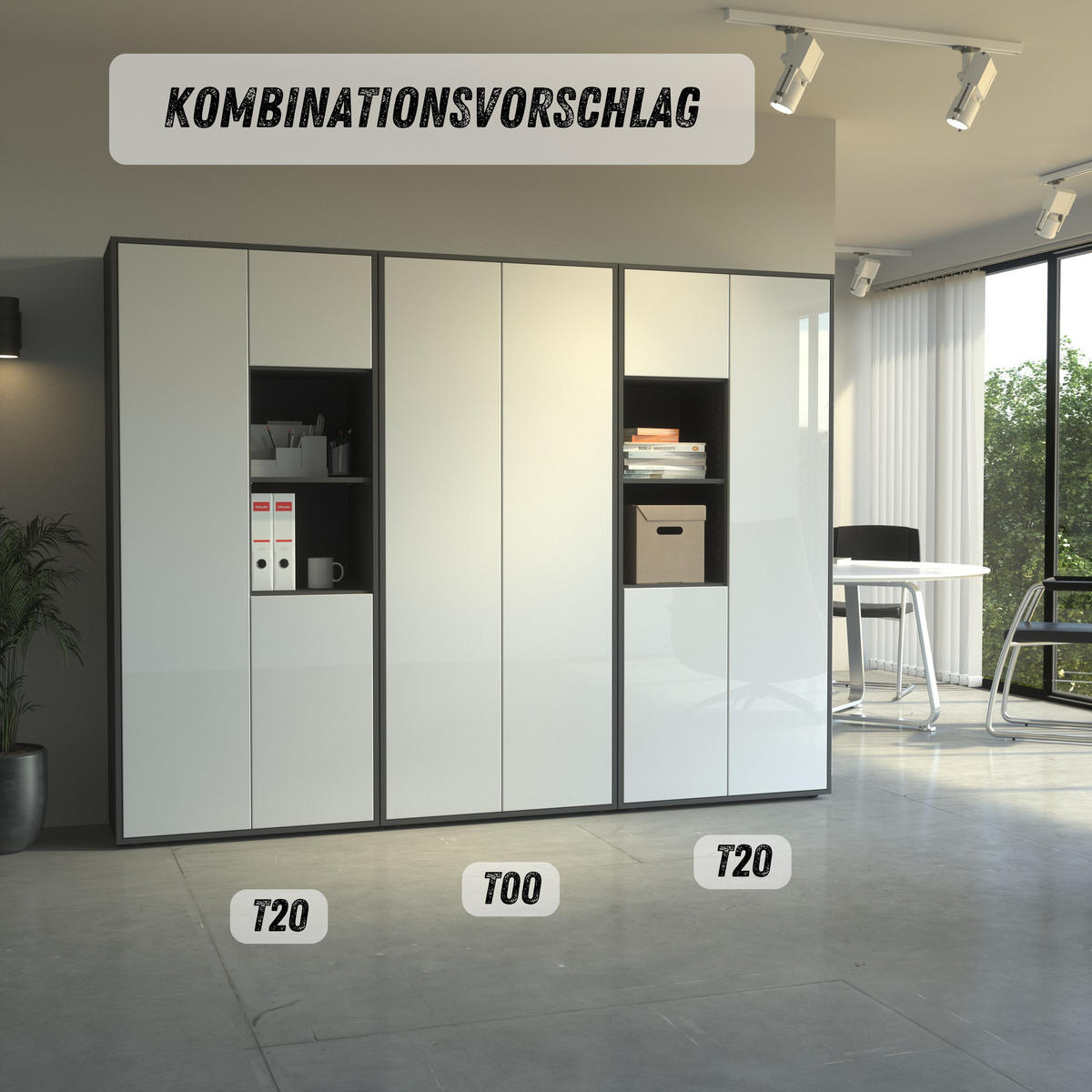 AKTENSCHRANK Amira T20 Weiß Hochglanz 180/80/40 cm - Weiß Hochglanz, Holzwerkstoff (80/180/40cm) - SIMPLYFURN