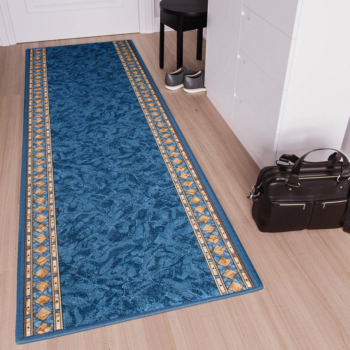 TEPPICHLÄUFER Anti-Rutsch Dunkelblau rutschfest Gummiunterlage 80/100 cm - Dunkelblau, Textil (80/100cm) - Tapiso